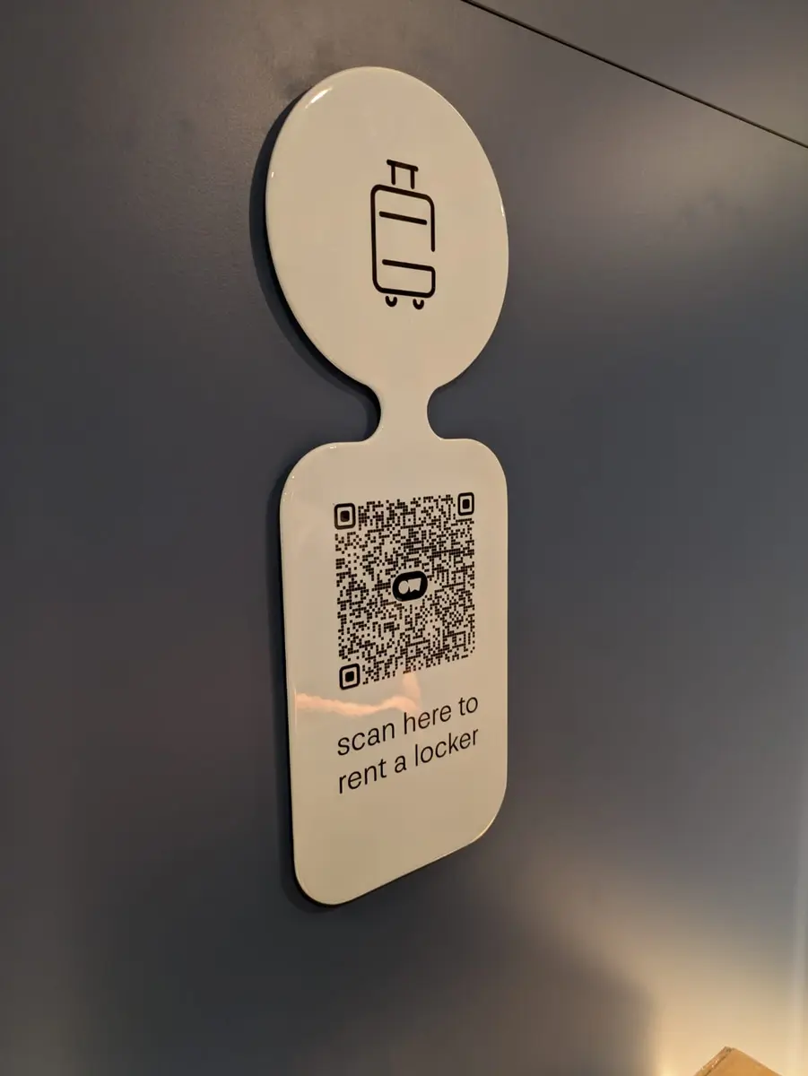 QR code sign used to rent a locker at Otherwander Soho